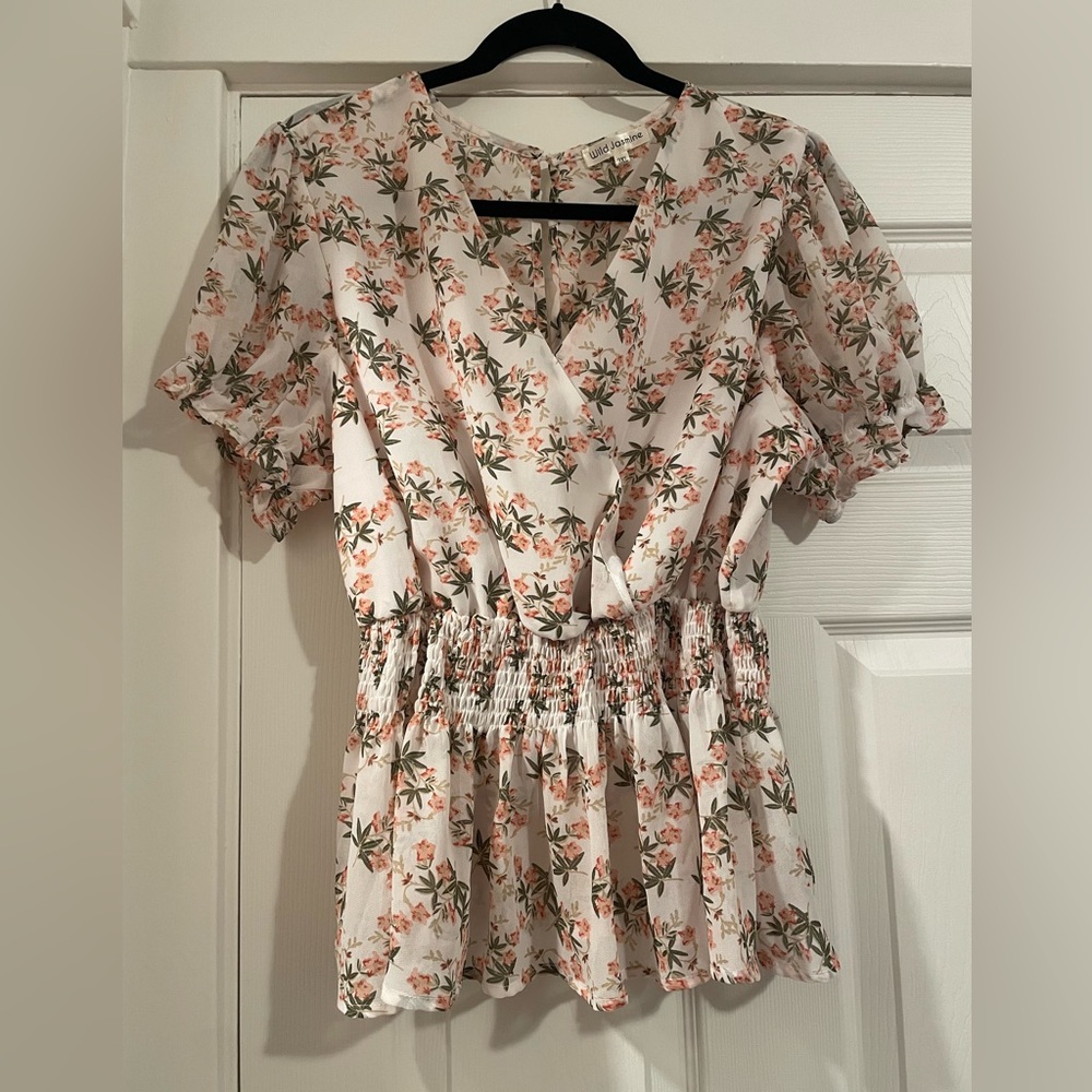 Floral Print Smocked Blouse
